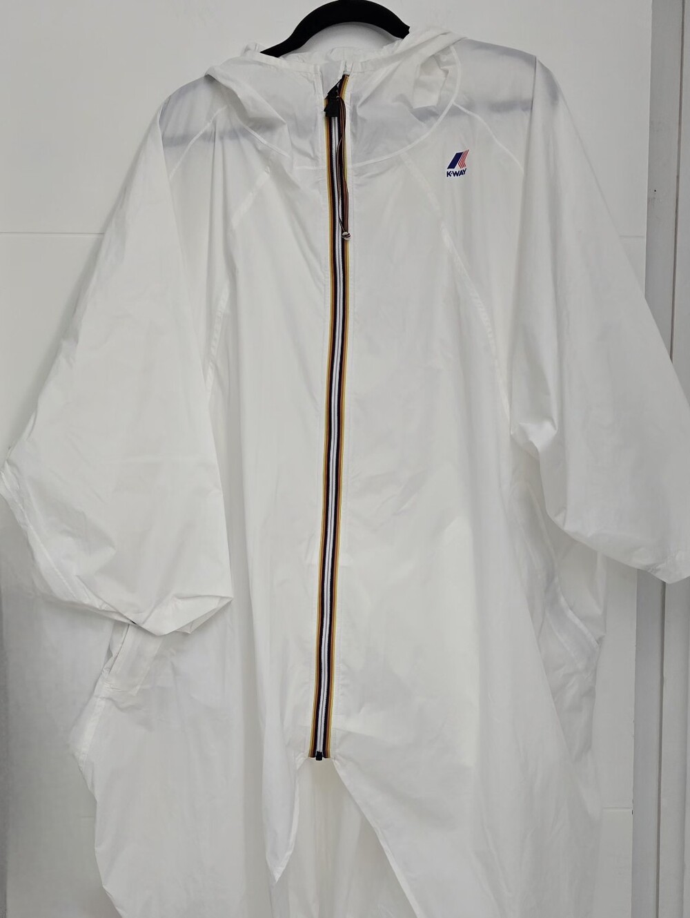 K-Way White Packable Hooded Rain Poncho Jacket Small 4.0